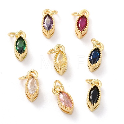 Real 18K Gold Plated Brass Micro Pave Cubic Zirconia Charms ZIRC-L100-078G-1