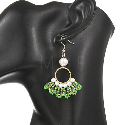 Glass Braided Beads Dangle Earrings EJEW-MZ00747-01-1