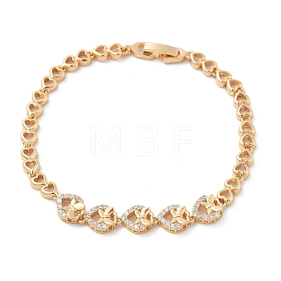 Brass Micro Pave Cubic Zirconia Chain Bracelets KK-R217-37G-1