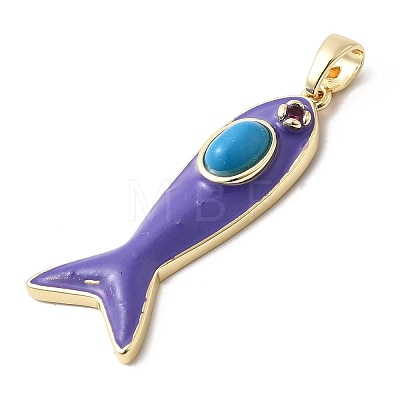 Synthetic Turquoise Pendants KK-Z137-19G-01-1