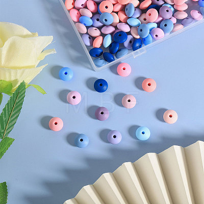 CHGCRAFT 180Pcs 12 Colors Rondelle Food Grade Eco-Friendly Silicone Abacus Beads SIL-CA0003-18-1