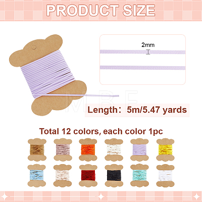 12 Colors Polyester Ribbons SRIB-PH0001-87-1