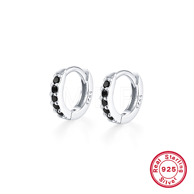 925 Silver Hoop Earrings with Zircon Stone Round Geometric Unisex Jewelry GK7138-11-1