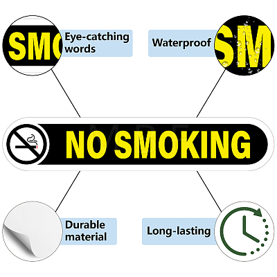 Mini PVC Coated Self Adhesive NO SMOKING Warning Stickers STIC-WH0017-004-1