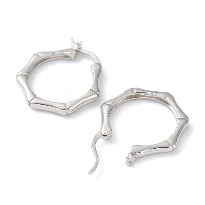 Rhodium Plated 925 Sterling Silver Hoop Earrings EJEW-K258-08P-1