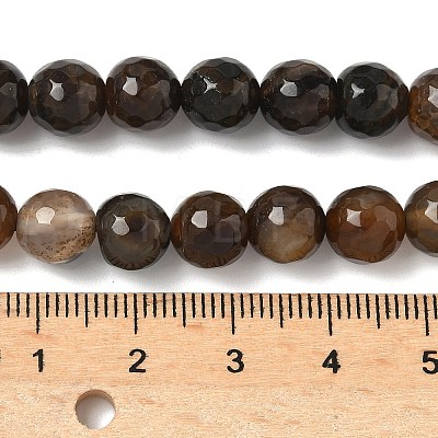 Dyed Natural Agate Faceted Round Beads Strands G-E320E-8mm-14-1