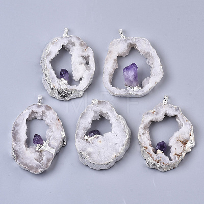 Natural Druzy Agate Big Pendants G-R458-05A-1