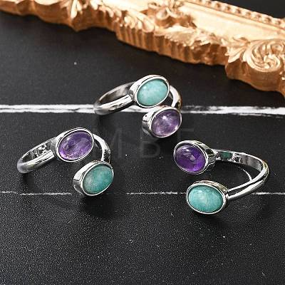 Natural Amethyst & Amazonite Finger Rings RJEW-A068-02P-02-1