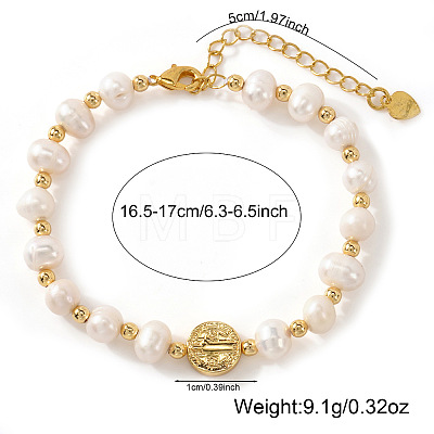 Elegant Roudelle Natural Freshwater Pearl & Brass Beaded Bracelets EN4357-5-1