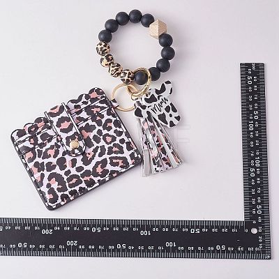 Leather Wristlet Keychain Bracelet Wallet for Women JX632D-1