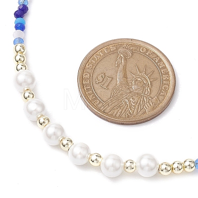Boho Glass Beads & Shell Pearl Beaded Necklaces NJEW-JN04975-1