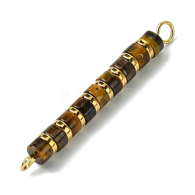 Natural Tiger Eye & Electroplated Synthetic Non-magnetic Hematite Heishi Connector Charms PALLOY-JF03291-06-1