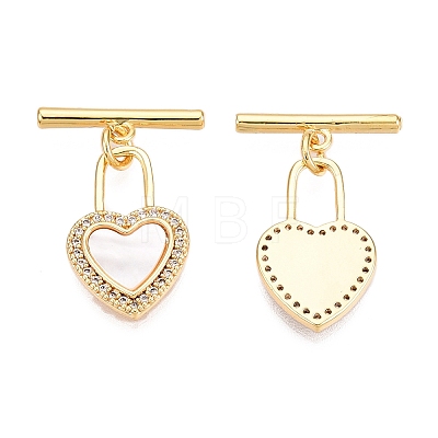 Brass Micro Pave Clear Cubic Zirconia Toggle Clasps KK-N254-146G-1