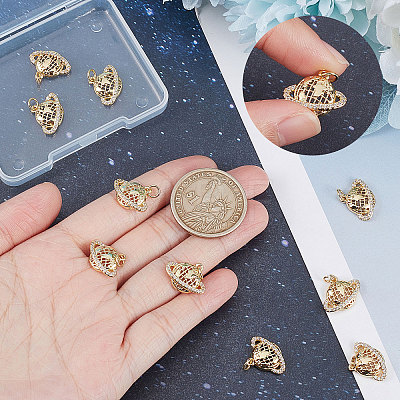 10Pcs Brass Micro Pave Clear Cubic Zirconia Charms KK-BBC0003-18-1