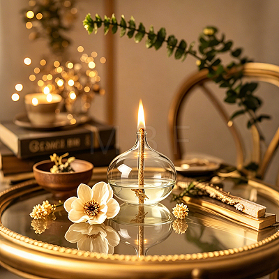 Transparent Glass Candle Holders with Candle Wick DIY-WH0308-996B-1