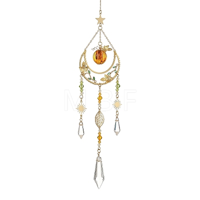 Brass Sun Moon Star Suncatcher HJEW-TA00497-1