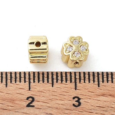 Brass Micro Pave Cubic Zirconia Beads KK-C040-03G-1