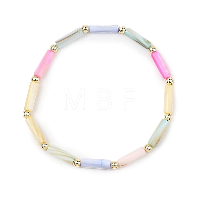 Dyed Natural Freshwater Shell & Electroplate Non-magnetic Synthetic Hematite Beads Stretch Bracelets for Women BJEW-JB13632-1