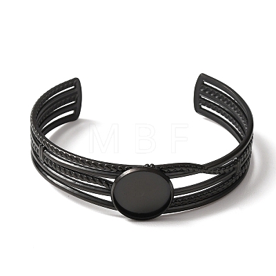 304 Stainless Steel Multi-strand Cuff Bracelet Blanks with Flat Round Bezel Settings SA-CBA4160-01A-EB-1