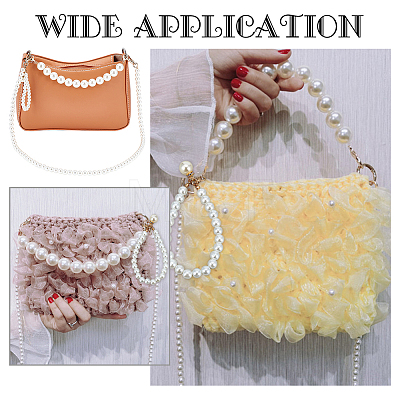 WADORN 3Pcs 3 Style Resin Imitation Pearl Purse Straps FIND-WR0009-56-1