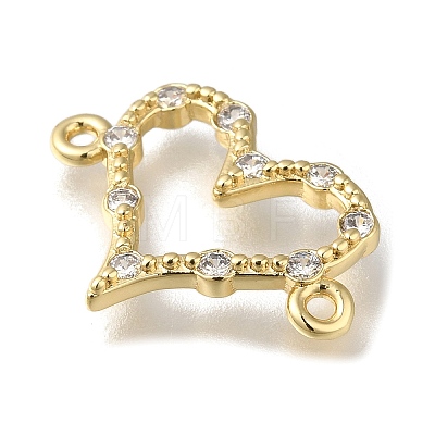 Rack Plating Brass Pave Clear Cubic Zirconia Heart Links Connector Charms KK-K373-11A-G-1