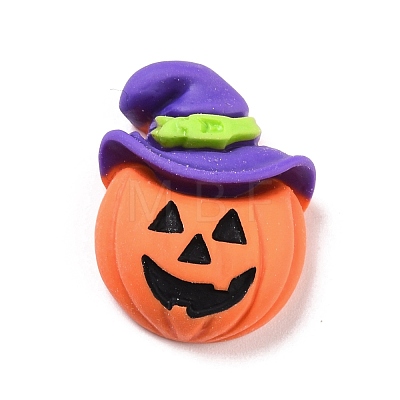 Pumpkin with Hat Opaque Resin Cabochons RESI-F031-02-1