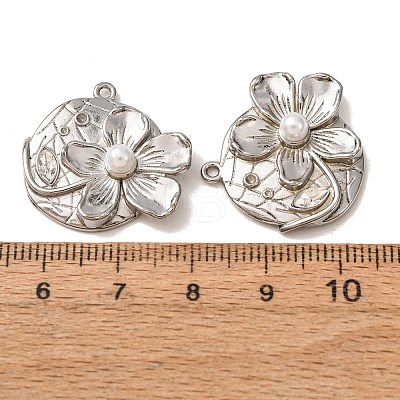 304 Stainless Steel with Crystal Rhinestone & ABS Plastic Imitation Pearl Pendants RB-CBAB7FA-01P-1
