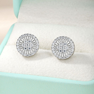 925 Sterling Silver Pave Moissanite Stud Earrings for Women MB9290-1