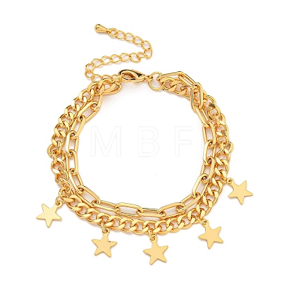 Brass Charm Bracelets for Women BJEW-U008-07G-1