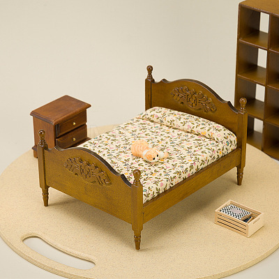 Miniature Wood Double Bed Model PW-WG38059-01-1