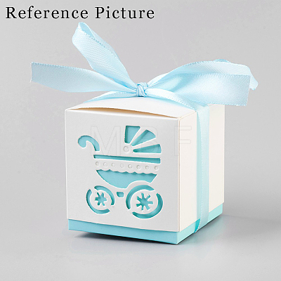 Hollow Stroller BB Car Carriage Candy Box wedding party gifts with Ribbons CON-WH0034-D04-1