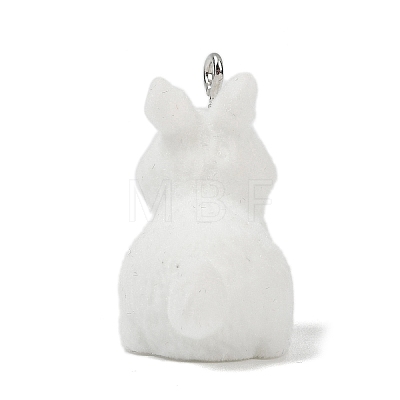 Animal Theme Flocky Opaque Resin Pendants RESI-H042-01P-04-1