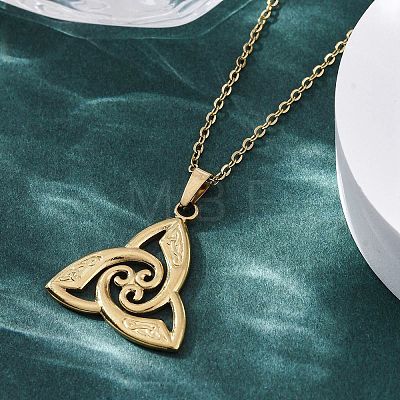 Viking Triskelion Knot 304 Stainless Steel Pendant Necklaces NJEW-M096-32G-1
