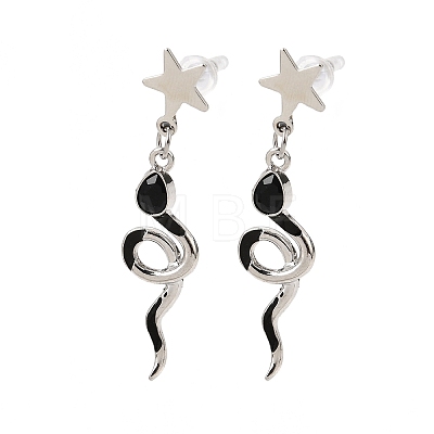 Alloy with Handmade Lampwork Stud Dangle Earrings LA-CBA71FC-01P-B-1