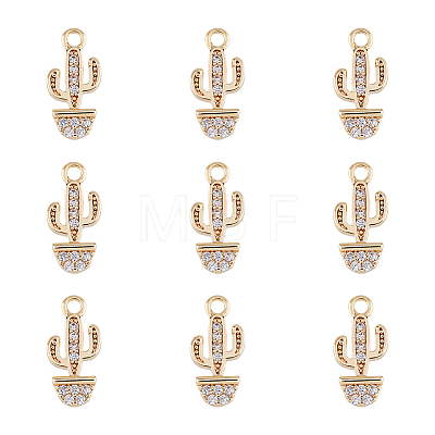 10Pcs Brass Micro Pave Clear Cubic Zirconia Charms KK-DC0002-95-1