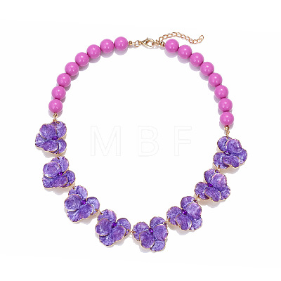 Zinc Alloy Enamel Flower Bib Necklaces FS-WG4E913-03-1