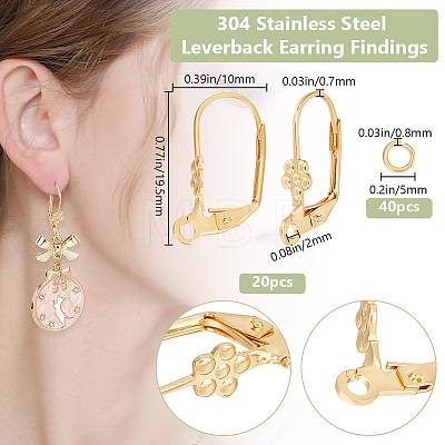20Pcs 304 Stainless Steel Leverback Earring Findings STAS-BBC0003-91-1