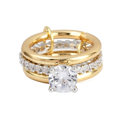 Brass Micro Pave Cubic Zirconia Plain Band Finger Rings for Women RJEW-P160-01C-G01-1