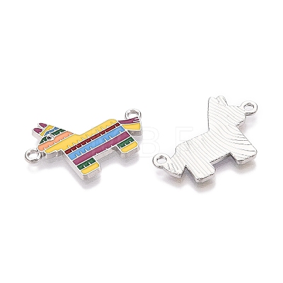 Rack Plating Alloy Enamel Colorful Mexican Donkey Connector Charms ENAM-N056-350P-1