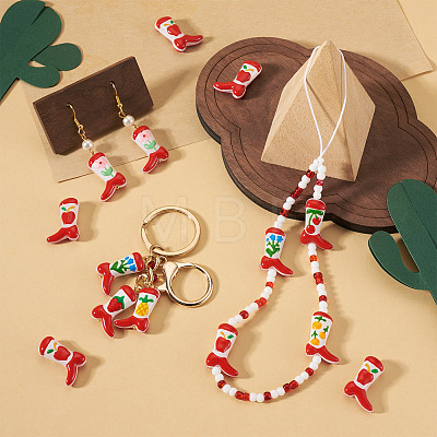 5Pcs Boot Baking Paint Glass Enamel  Beads LAMP-TADJ0001-08B-1
