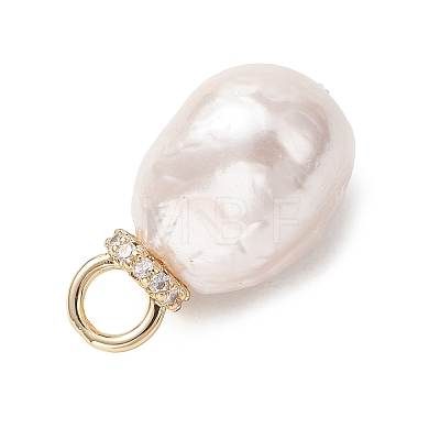 Electroplated Glass Imitation Pearl Pendants PALLOY-JF05266-01-1
