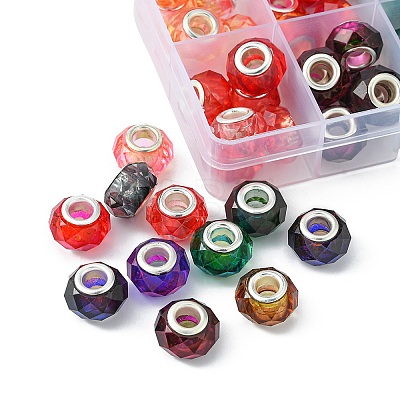 70Pcs 10 Colors Transparent Resin European Beads RPDL-YW0001-05-1