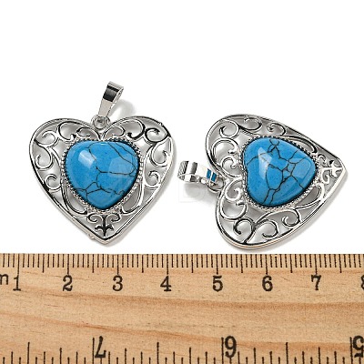 Synthetic BlueTurquoise Peach Love Heart Pendants G-G158-01F-1