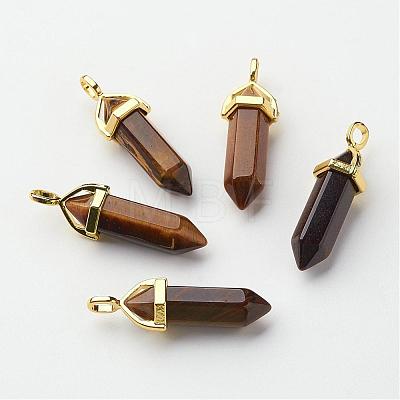Natural Tiger Eye Pointed Pendants G-G902-A06-1