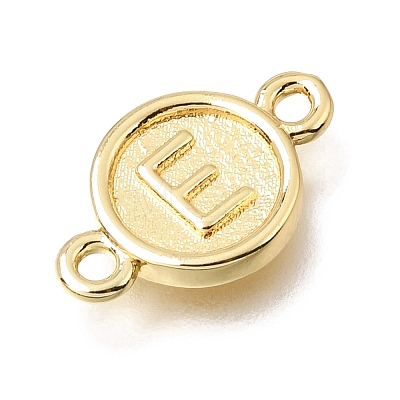 Brass Disc with Initial Links Connector Charms KK-E802-36G-E-1