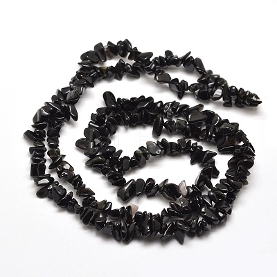 Natural Obsidian Chip Bead Strands X-G-M205-06-1