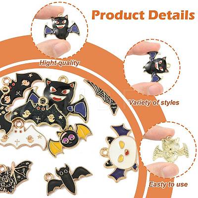 10Pcs 10 Styles Alloy Enamel Pendants ENAM-FS0003-85-1