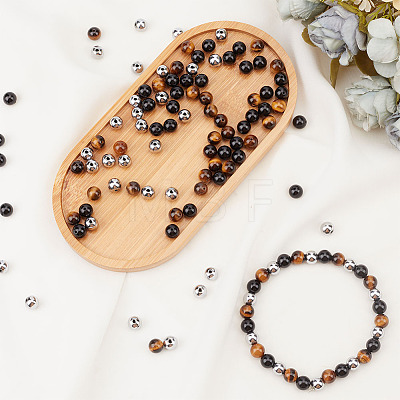 3 Strands 3 Styles Synthetic Non-magnetic Hematite & Natural Obsidian & Tiger Eye Beads Strands G-ME0001-42-1