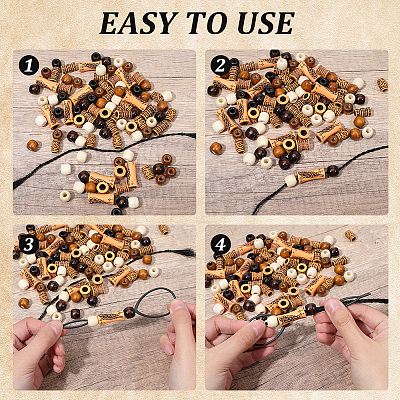 100Pcs 7 Styles Plastic and Wood Beads KY-PA0001-17-1