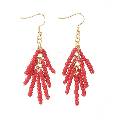 Baking Paint Glass Seed Beads Dangle Earrings EJEW-JE03786-1